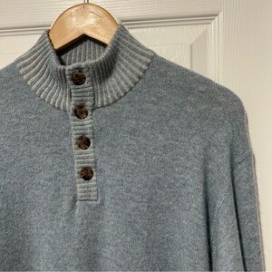 Robert Talbott Henley Button Cashmere Merino Wool Sweater  Men’s L Blue